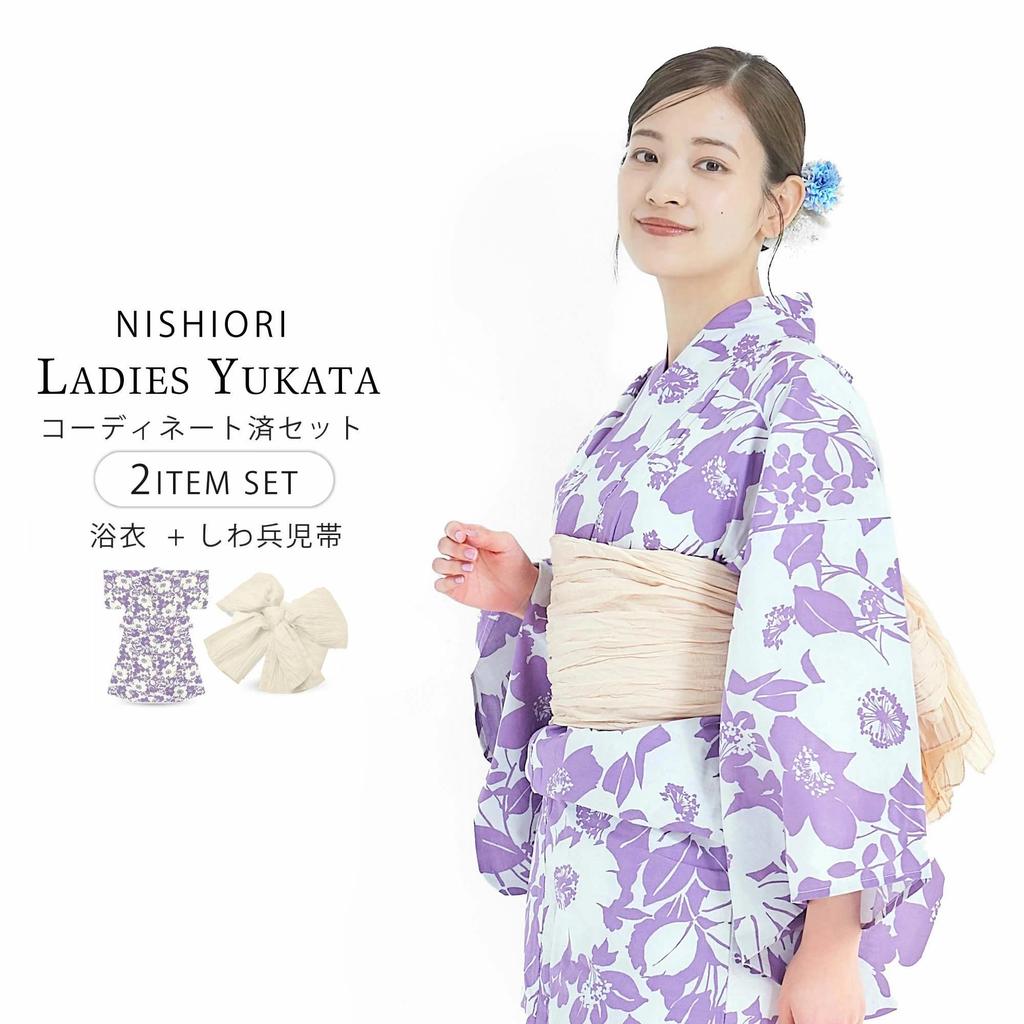 Yukata Set Yukata Set Heiko Obi Adult 2 Piece Set One Size Fits Most [NISHIORI] Women's (km-4)