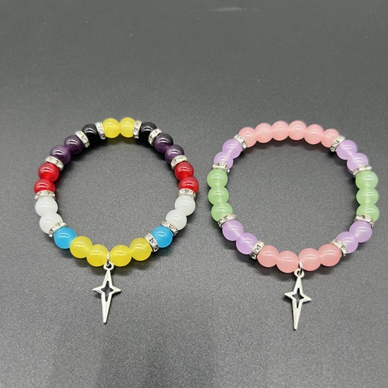 2Pcs/Set Fashion Couple Beads Bracelet Y2k Aesthetics Gifts for Anniversary