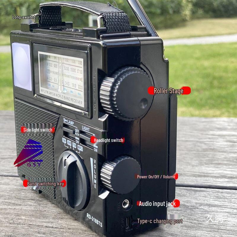 Portable Multi-Band Bluetooth Solar Radio with USB Playback and Card Slot