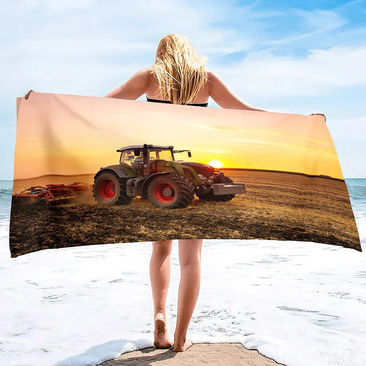 

Microfiber Tractor Beach Towel Sand Free Agricultural Vehicle Oversized Quick Dry Soft Bath Towels for Sports W30*H60(CM)