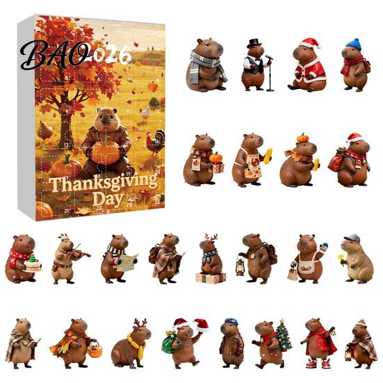 Holiday Countdown Box Advent Calendar with 24 Animal Hanging Decors, Day Decorative Ornaments for Christmas Thanksgiving, Acrylic Ornament Gift