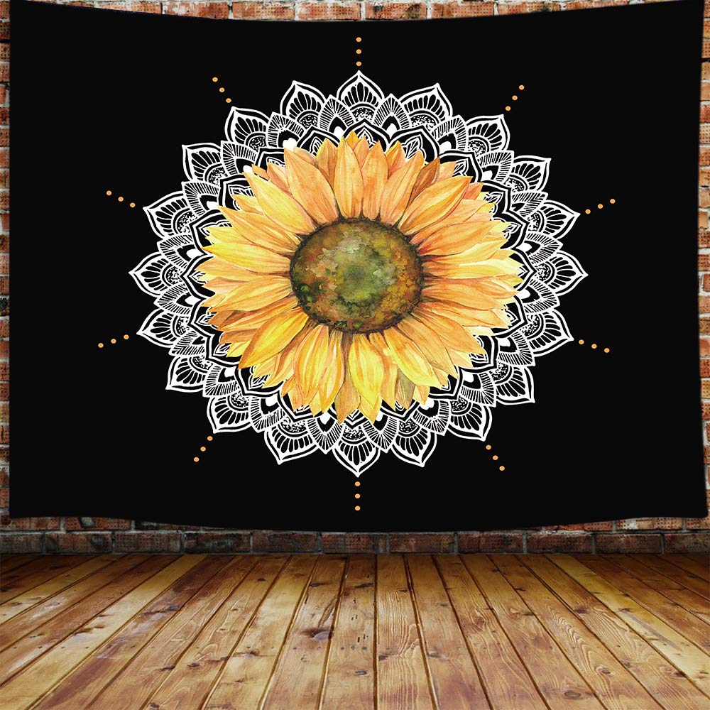 Sunflower Tapestry Wall Hanging Country Yellow Floral Tapestry Sunflower Field Nature Landscape Wall Art for Living Room Dorm