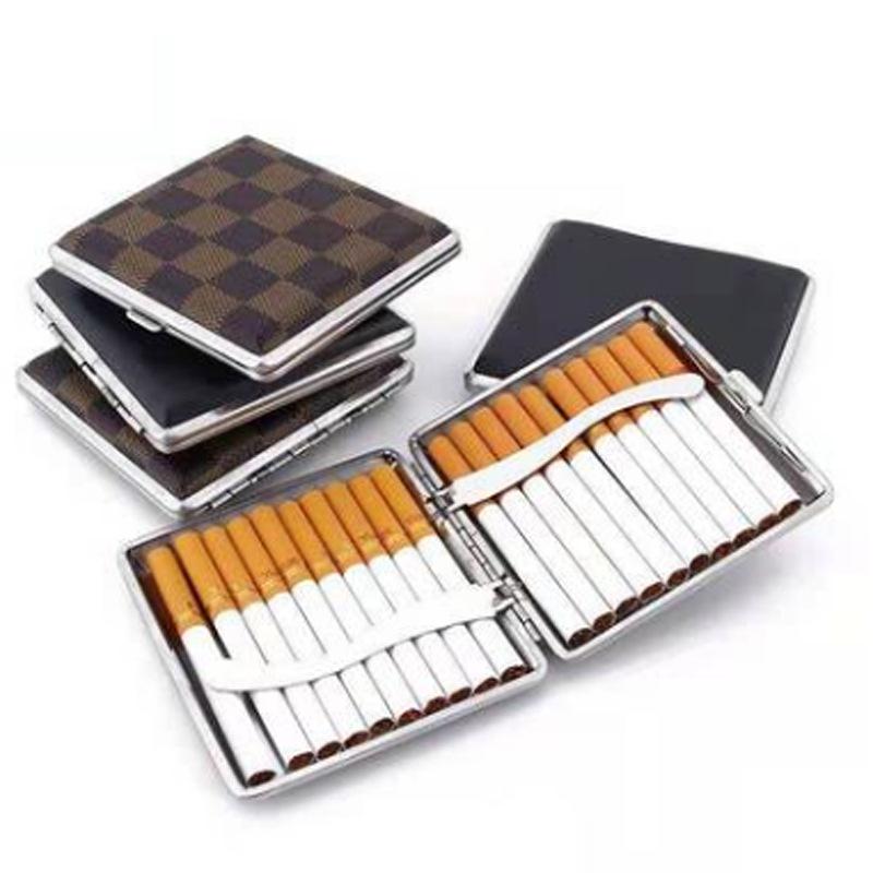 20-Piece Metal Iron Clip Cigarette Case - Creative, Personalized, Moisture-Proof, Pressure-Resistant Leather Holder in New Chinese Style