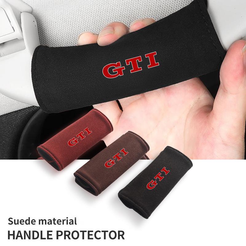 abcd1 2PCS Car Door Inner Handle Protective Cover Fur Protector Case Accessories For Volkswagen VW GTI Passat Golf Tiguan Polo