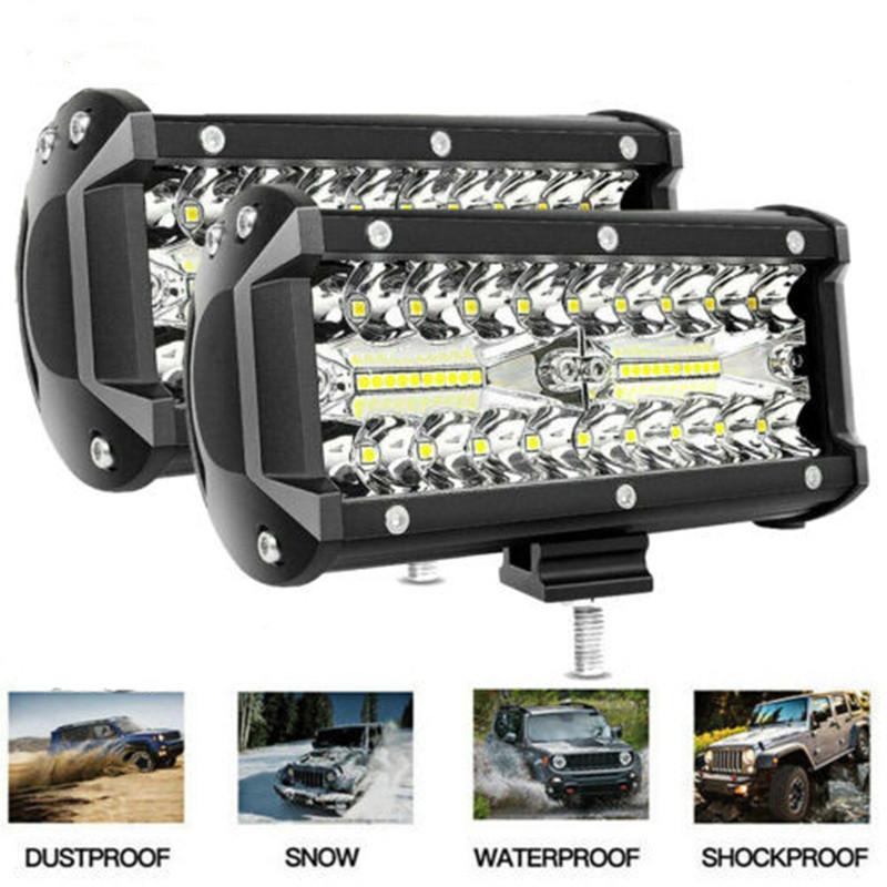 2/1Pcs 7'' LED Work Light Bar 400W/120W Spot Flood Beams Combo for Car Tractor Boat OffRoad Truck SUV ATV Car Repairing Lights