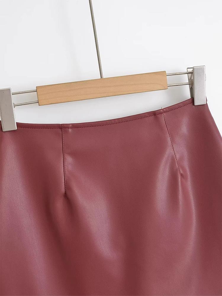 Elegantní korejská módní minisukně z umělé kůže, černé PU sukně pro ženy s vysokým pasem, sukně na zip s kraťasy