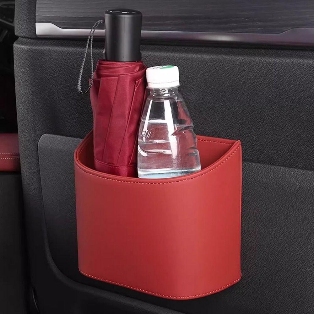 Leather Vehicle Garbage Bin Hanging Rubbish Bucket Car Organizer Car Backseat Storage Box  Sundries