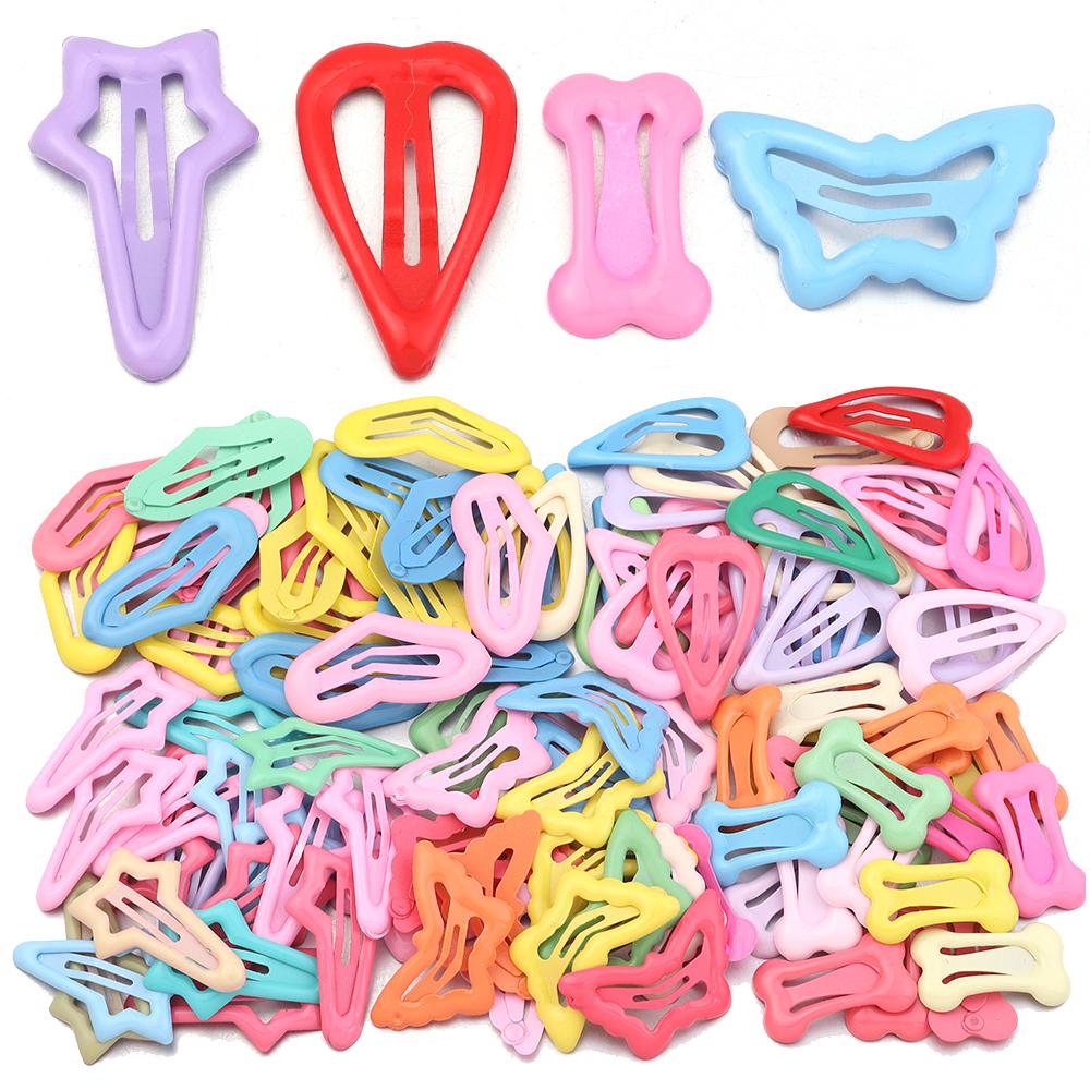 20-40Pcs/Lot Mix Colorful Metal Hairgrip Girls Snap Hair Clips For Children Baby Hair Accessories Women Barrettes Clip Pins