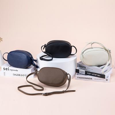 First Layer Cowhide Messenger Bag Women's Fashion Versatile Shoulder Women's Bag New Commuter Large-capacity Simple Niche Oval Bag