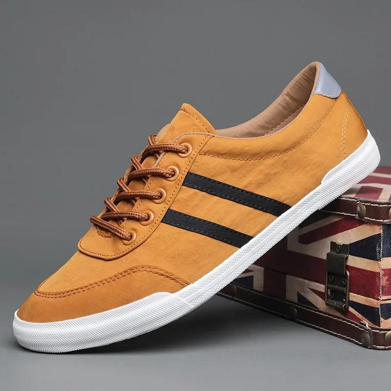 

Новые туфли для мужчин. Повседневная обувь из парусины. Модные весенне-летние дышащие легкие туфли на плоской подошве. Трендовые мужские лоферы. 44 оранжевый