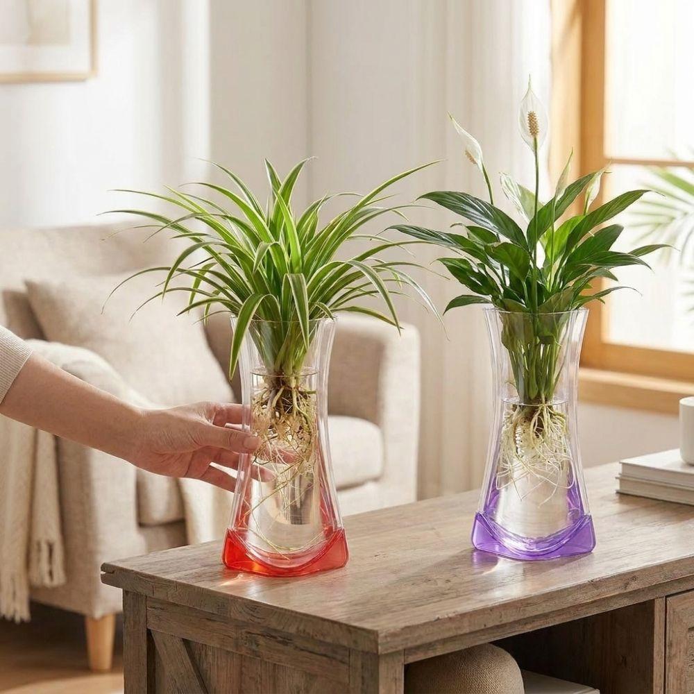 5Pcs Shatterproof Clear PVC Flower Vase Folding Plant Containers Easy To Clean Expandable Vase  Room