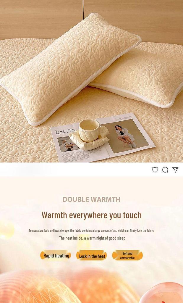Autumn/Winter Fleece Quilted Milk Pillowcase 48x74cm - Enhanced Warmth for Home & Dorm