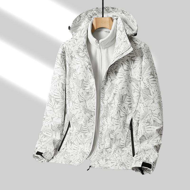 2023 autumn and winter new three-in-one removable sports outdoor jacket men's and women's autumn and winter camouflage two-piece set