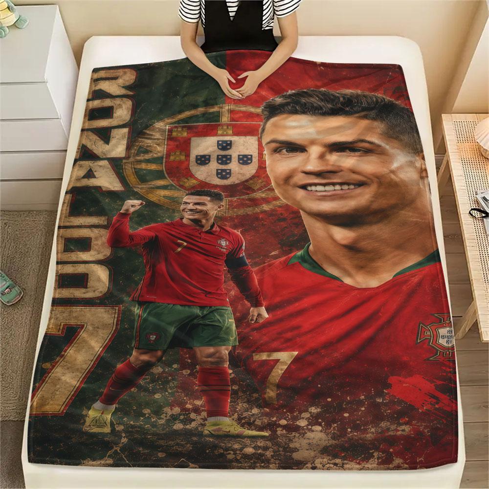 1PC CR7 Cristiano Ronaldo Patterned Flannel Blanket Suitable For All Seasons for Home Decor Warmth and Comfort Gifts Holiday Present