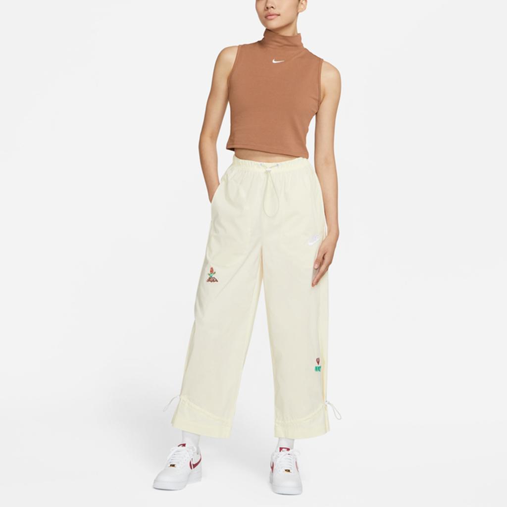 Nike Casual Straight-Leg Drawstring Wide-Leg Pants Women Bottoms Beige DM7910-715