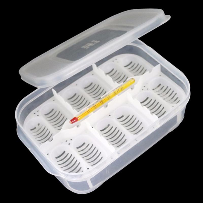 12 Holes Reptile Egg Incubation Tray with Thermometer Incubation Tool for Gecko Lizard Snake Eggs