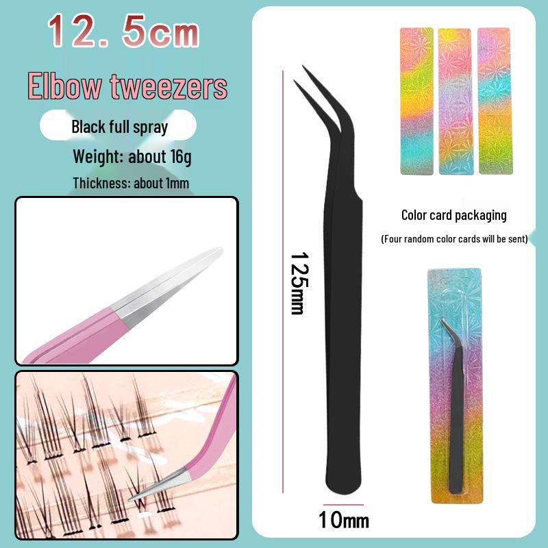 Colorful Stainless Steel Curved Tweezers for False Eyelashes and Planner Clips