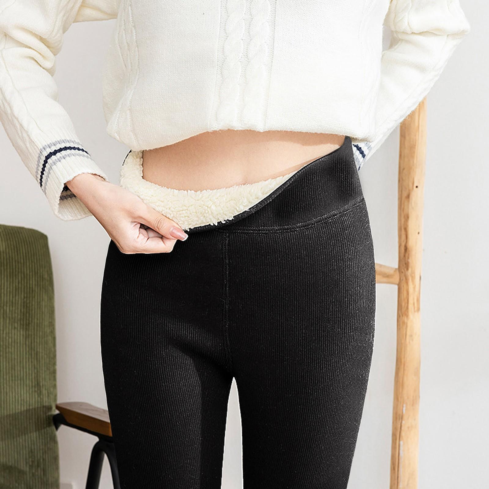 

Женские повседневные брюки с высокой талией, однотонные флисовые термолеггинсы, зимние длинные флисовые брюки для бега из плюша L