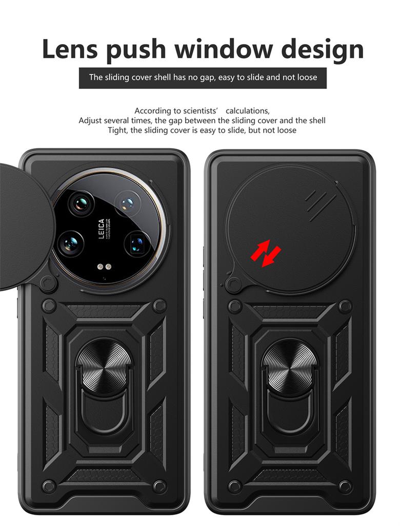 For Xiaomi Mi 14 Ultra 5G Case Slide Lens Armor Phone Case For Xiaomi Mi14 Ultra Mi 14ultra 6.73 Magnetic Holder Ring Back Cover