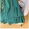 A Stylish and Retro Mid-length Embroidered Skirt with A Flexible Waist and A Double-layered Flowing Skirt