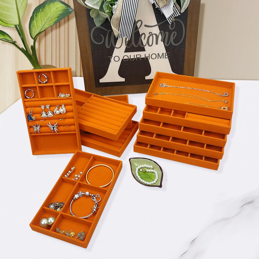 1PC, Flocking Jewelry Box Jewelry Tray, Color: Orange