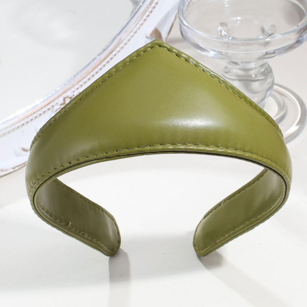 Klassieke Lederen Driehoekige Hoofdband Brede Rand Antislip Haarband V-Vorm Strass Hoofdband Bruiloft