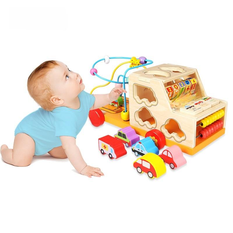 Wooden Educational Kid Learning Car Shape And Pattern Recognition Toddler Play