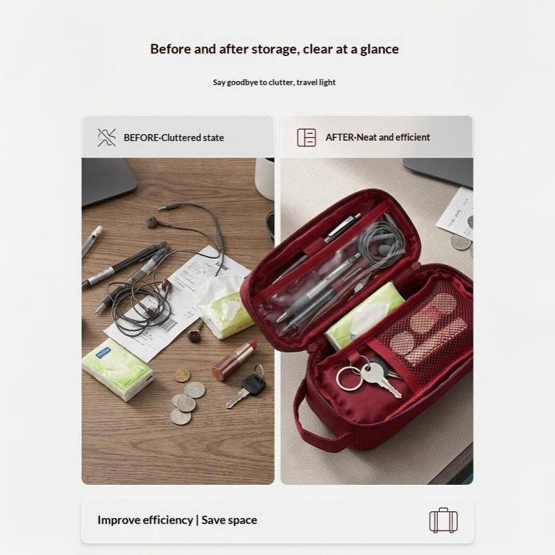 Double Layer Cosmetic Bag Travel Makeup Organizer Large Capacity Toiletry Bag Multifunction Pencil Case Brush Holder