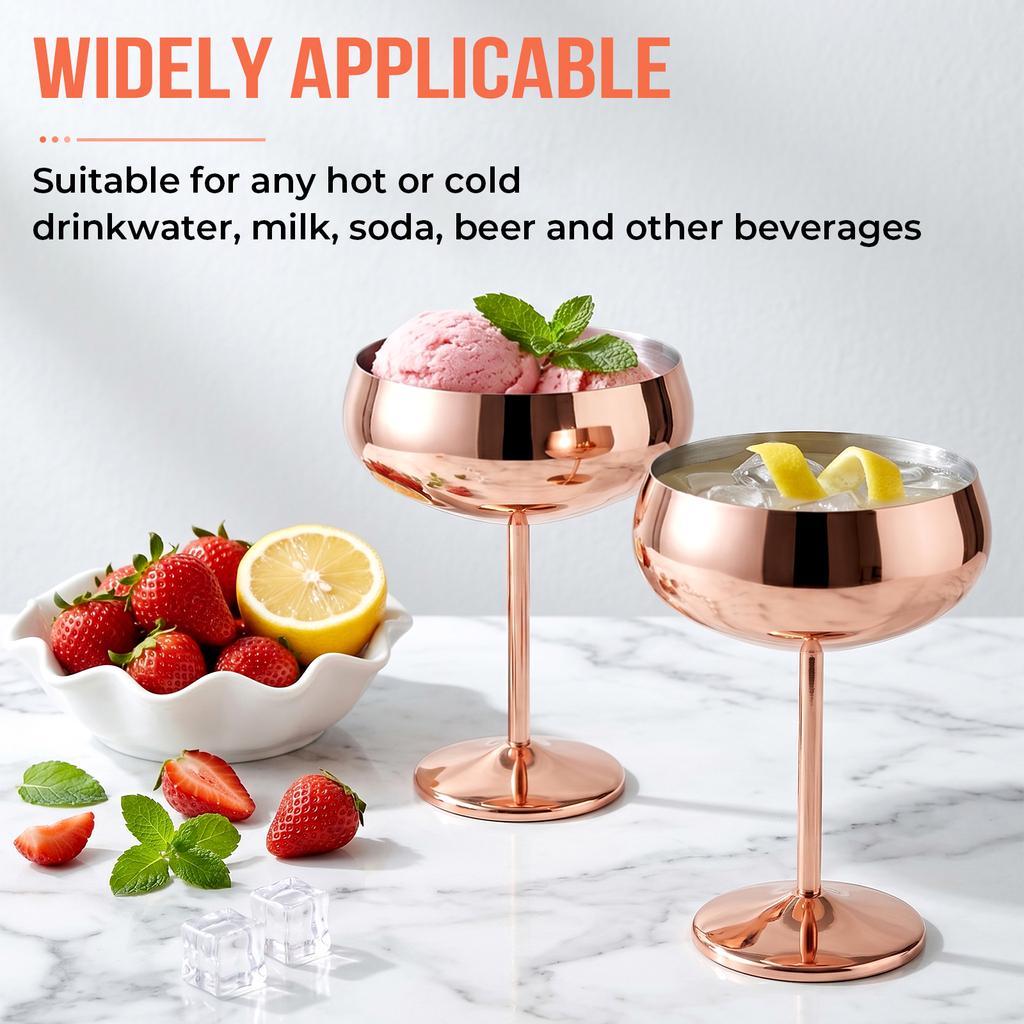 Stainless Steel Glass Rose Gold Metal Martell Wine Glass Bar Party Cocktail Champagne Glass Red Wine Glass Drinkware Barware Cup 7