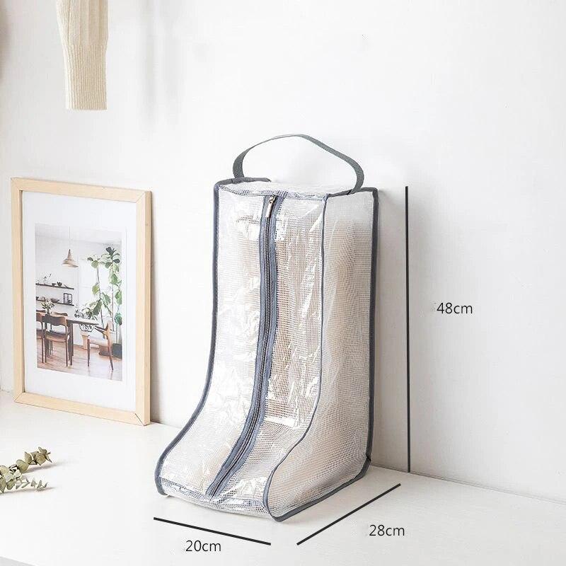 1pc Grey Boot Storage Bag Dust Cover for Shoes Transparent Moisture-proof and Mold Proof Protective Cove