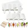 4-cavity Oval Popsicle Mold with Cover and Wooden Stick Silicone Popsicle Mold Ice Cream Mold Used To Make Popsicles