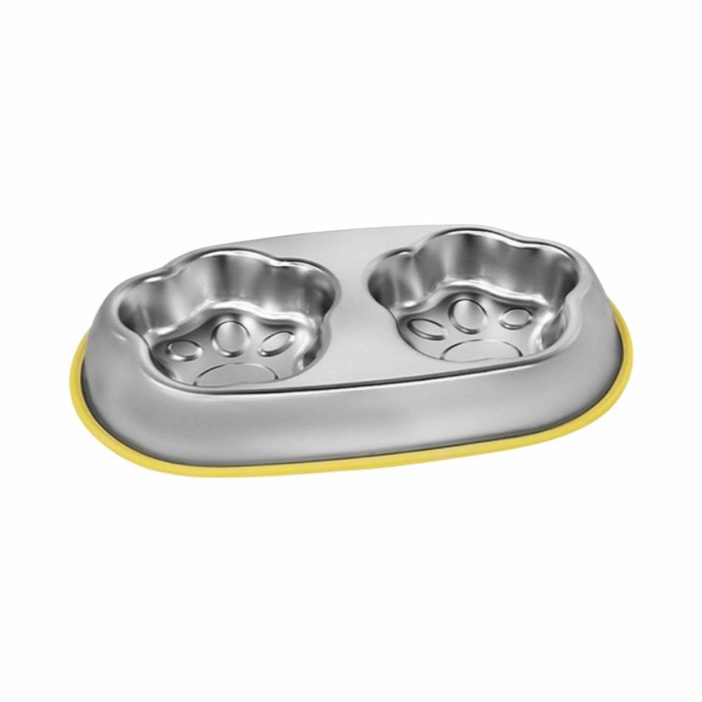 Single/Double Bowl Stainless Steel Cat Bowl Non Slip Pet Drinking Bowl For Dogs Cats