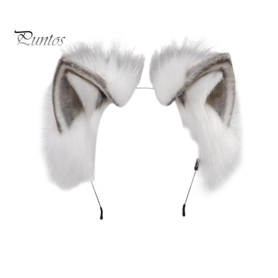 

Повязка на голову из искусственного меха лисы с кошачьими ушками в плюшевом стиле для ролевых игр, переодевания, ручной работы, повязка на голову, реквизит для косплея серый