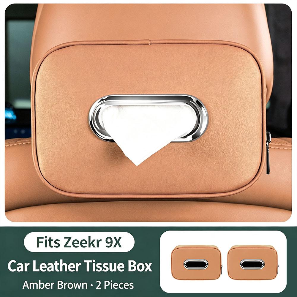 For Zeekr 9X Car Tissue Box Seat Back Drawn Paper Bag Hanging Storage Tissue Bag Interior Modification Leather Accessories