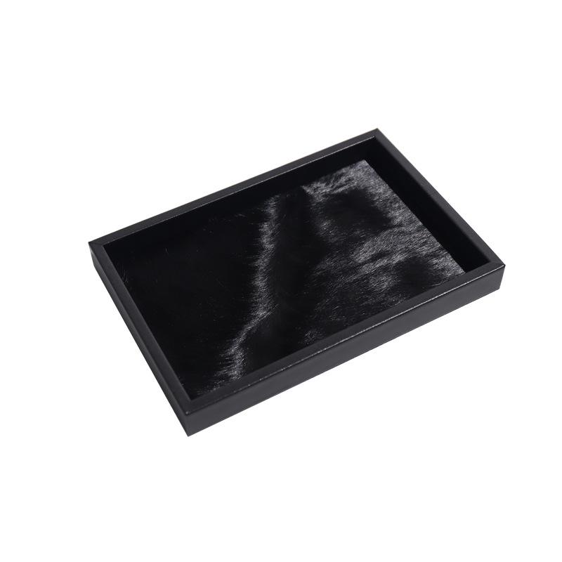 

Natural Horsehair Trays Desktop Square Small Storage Tray Simple Home Ornament Plates Luxury Wooden Decoration Storage Plate чёрный