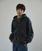 Scrattle_Pixel Vtg Crop Layer Pigment Hoodie Zip-Up [Black]