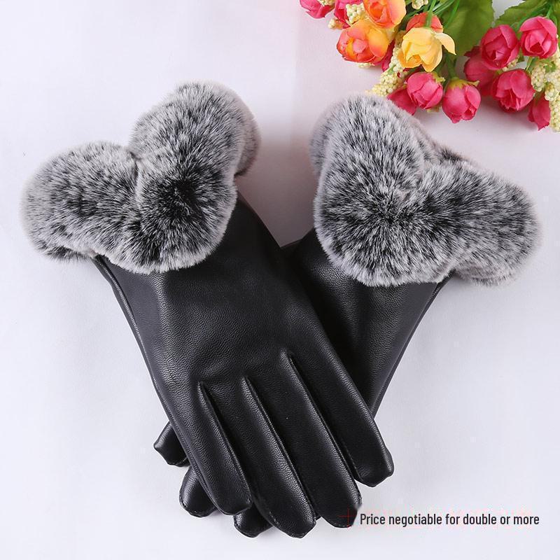 Men's Windproof & Waterproof Touchscreen Leather Cycling Gloves, Warm Velvet Lined, Perfect for Autumn & Winter.