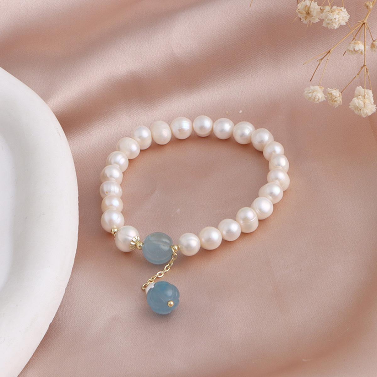 Natural freshwater pearl bracelet, natural stone jade rose girlfriend beaded Xiaohongshu popular bracelet.
