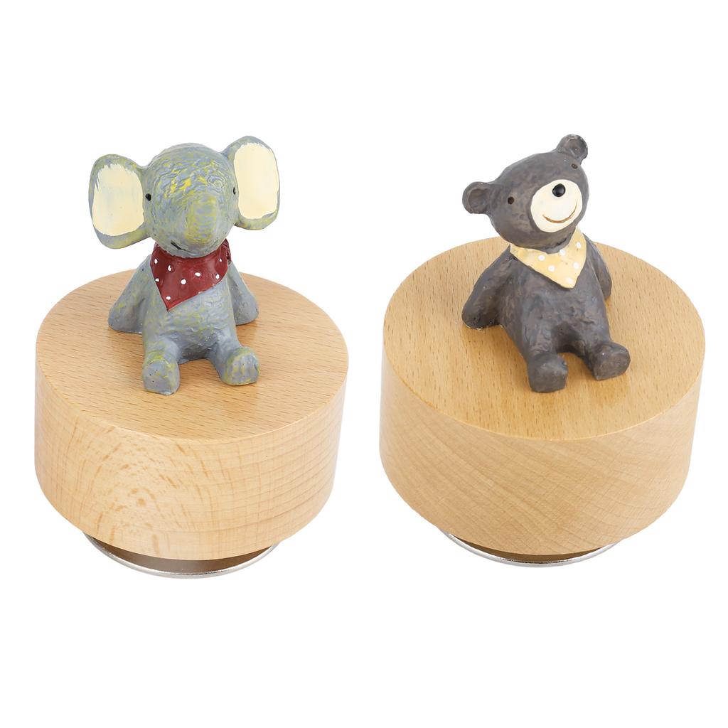 Music Box Round Shape Animal Style Pleasing Melody Exquisite  Wooden Musical Box for Kids Fam
