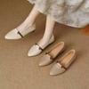 French Lightweight Single Shoes Spring Pointed Head Color Matching Soft Sole Light Mouth Ins Low Heel Small Leather Shoes