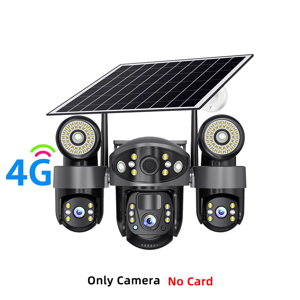 4G/WIFI Solar-powered Security Camera, Triple Lens, Triple Screen, Full-color Night Vision, Motion Detection, Wireless Monitoring