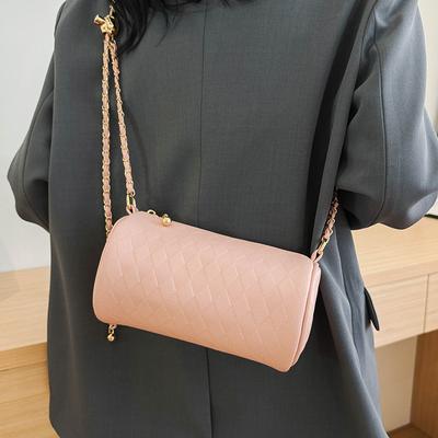 Tasche mit Rautenketten-Nischendesign 2025 Frühling neue Damenhandtasche vielseitige Umhängetasche Mode super angesagte Zylindertasche