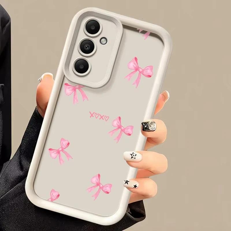 Luxusní červená mašle pro pouzdro Samsung Galaxy S24 S23 S22 S21 Ultra Plus Fe A55 A54 A53 A52 A35 A25 A15 A14 5G Telefon Y2k Kryt