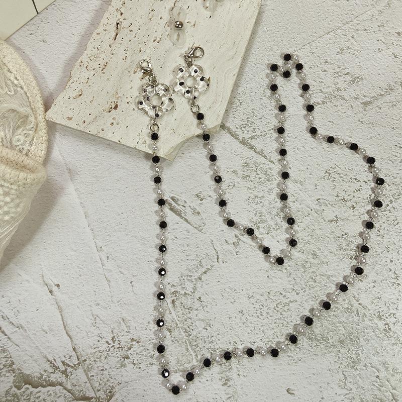 Flower Mask Lanyard, Glasses Lanyard, Crystal Glasses Chain, Imitation Pearl Love Transparent Glasses Chain