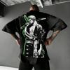 חולצת טי Streetwear אנימה זורו יוניסקס לגברים ונשים כותנה שרוול קצר הדפס גרפי יפני קז'ואל קיץ Y2k