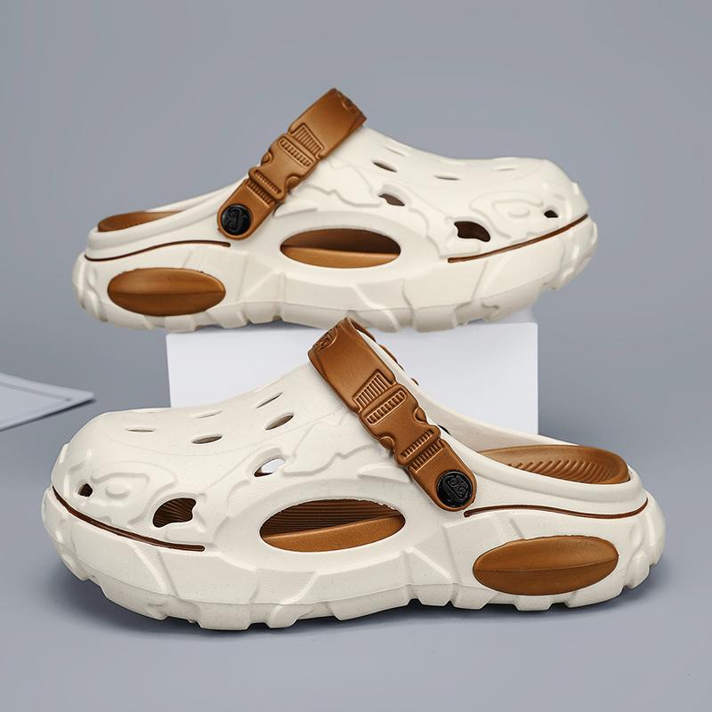 New Summertime Mens Clogs Sandal Shoes Man Home Garden Shoes Lightweight Plush Comfort Men Slide Shoes Anti-Skid Soft Bottom Flip Flop Sandal Shoes