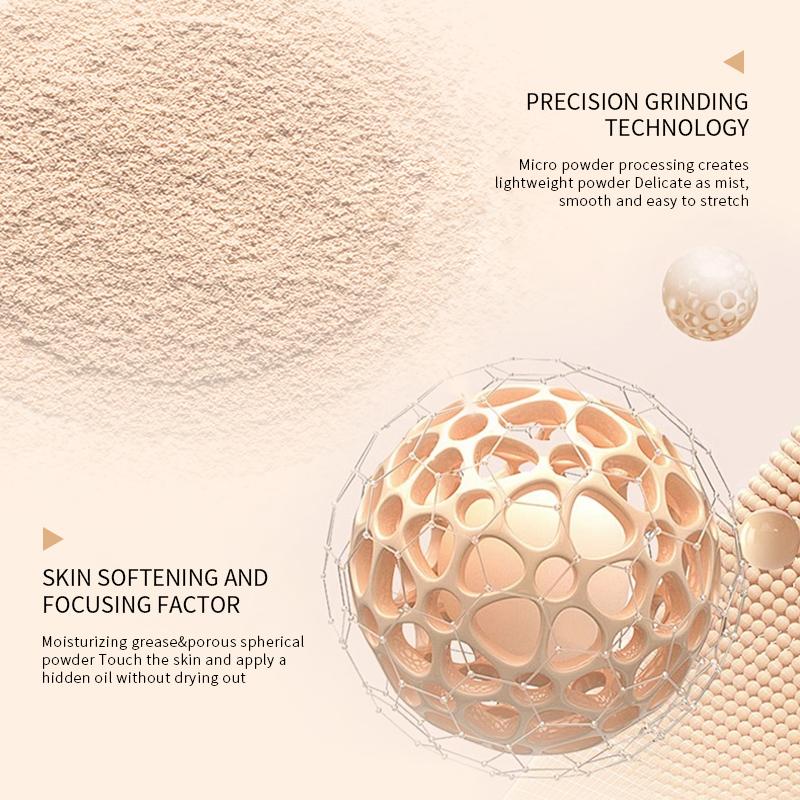 Lightweight&Mattifying Powder Cake Oil-Control Soft-Focus Look Pressed Powder Fine Powder Long-Wear