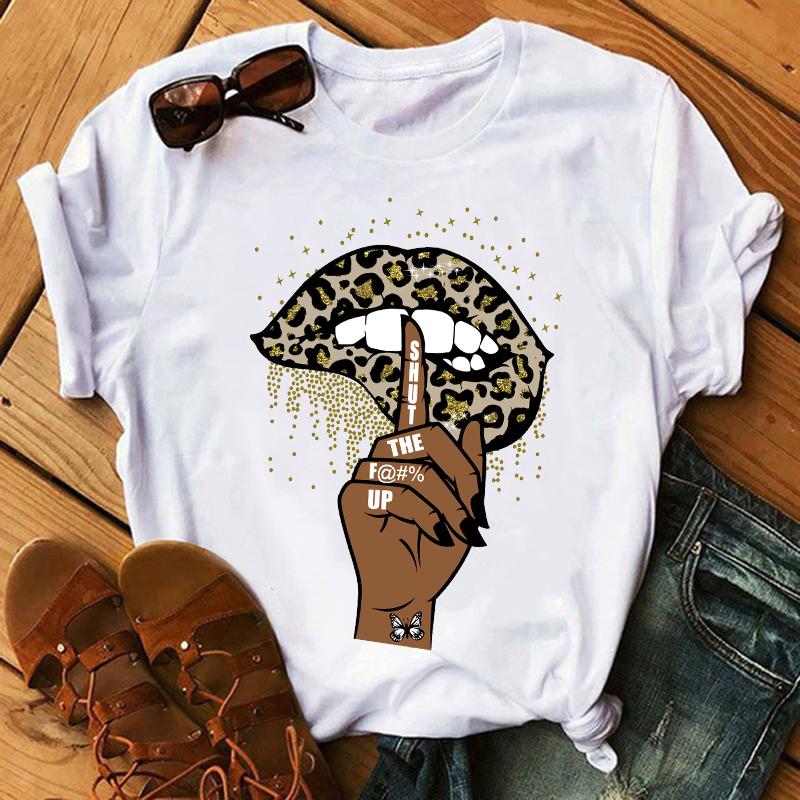 Letnia Moda Koszulka z Nadrukiem Ust Leoparda Kobiety Krótki Rękaw Usta T-Shirt Koszulki Koszulka Harajuku Koreańska Ulica Top 13115