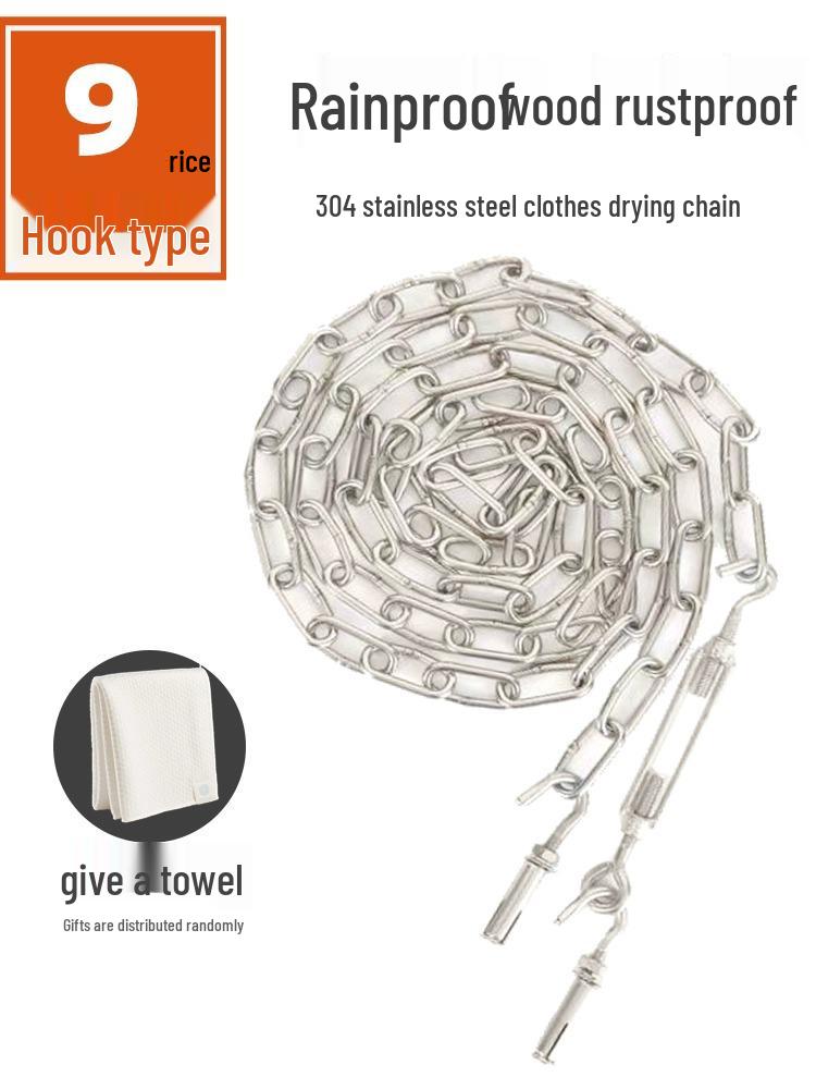 Stainless Steel Multipurpose Chain: Clothes Drying, Hanging, Pet Traction, Anti-theft, Outdoor Use.
