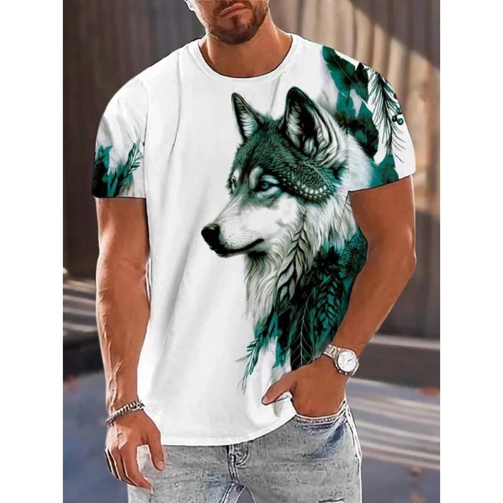 3D Wolf Print Men's T-shirt Summer City Everyday Fashion T-shirt Casual short